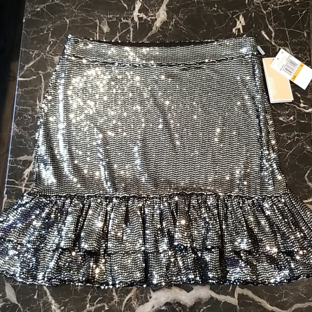 🆕 MICHAEL Michael Kors Metallic Dot 2-Tier Skirt